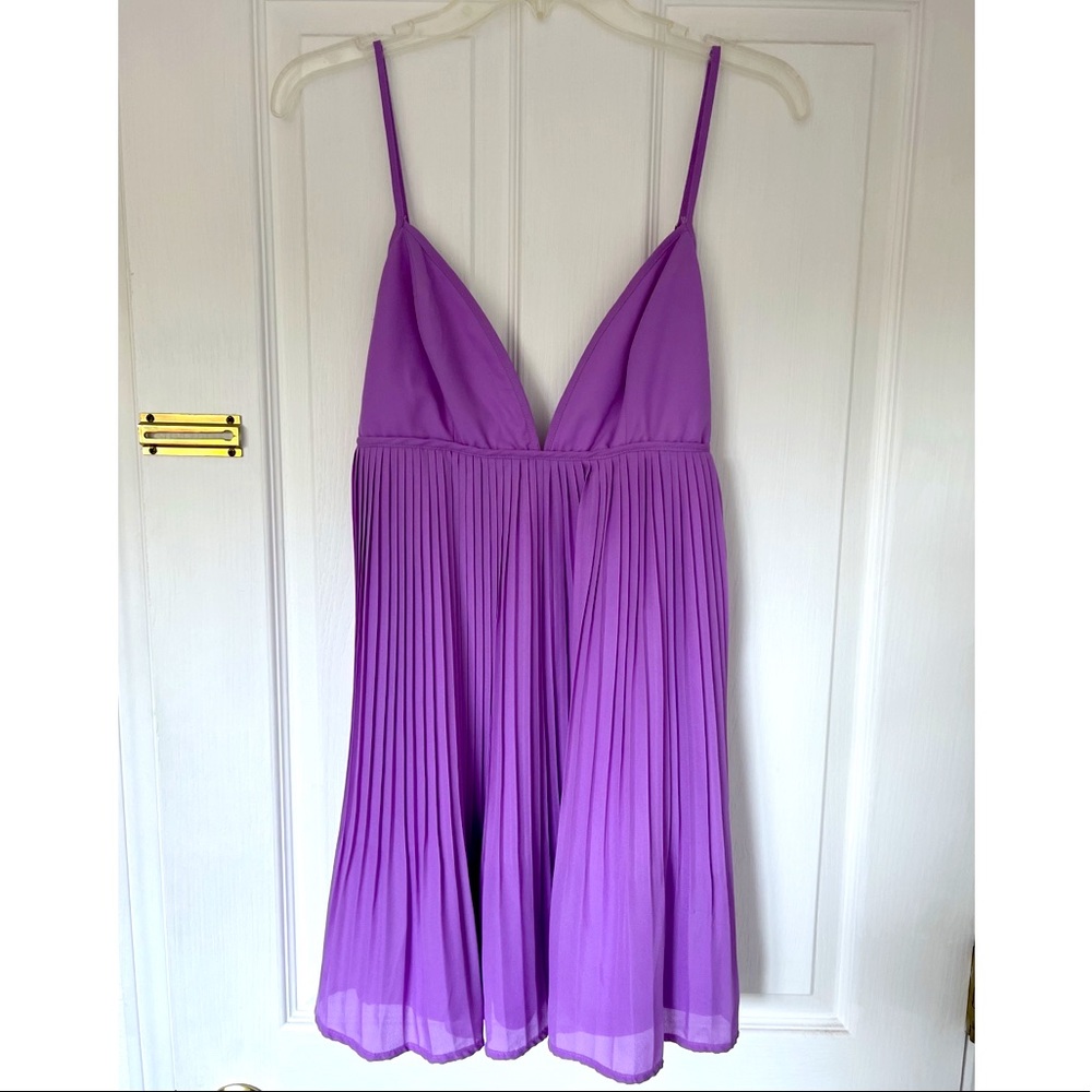 Tobi Purple Pleated Mini Dress